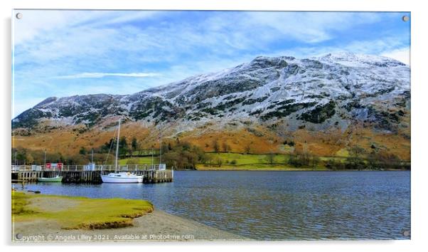 The steam boat jetty at Ullswater Acrylic by Angela Lilley