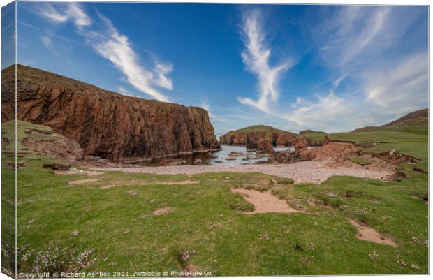 North side of the Hams of Muckle Roe Shetland Canvas Print by Richard Ashbee