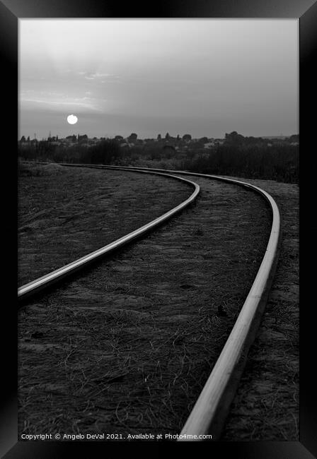 Monochrome Train Tracks in Barril Framed Print by Angelo DeVal