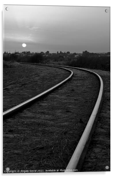 Monochrome Train Tracks in Barril Acrylic by Angelo DeVal