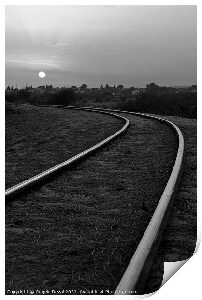 Monochrome Train Tracks in Barril Print by Angelo DeVal