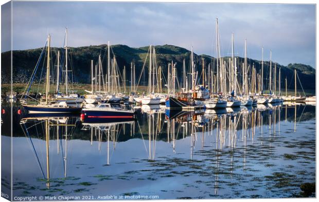 Reflections of moored sailing boats and yachts, Ar Canvas Print by Photimageon UK