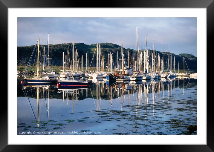 Reflections of moored sailing boats and yachts, Ar Framed Mounted Print by Photimageon UK