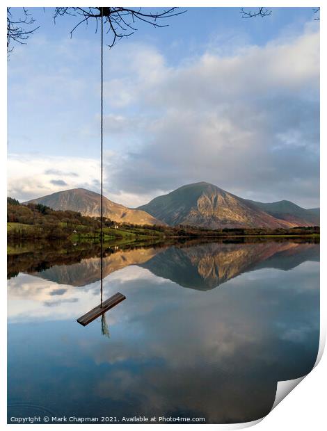 Rope swing and calm waters of Loweswater Print by Photimageon UK