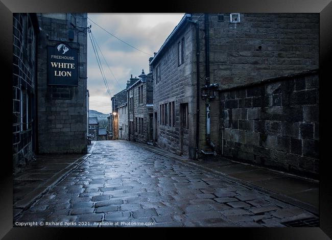 Heptonstall main street  Framed Print by Richard Perks