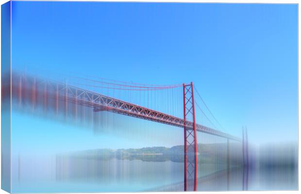 Lisbon, Landmark suspension 25 of April bridge Canvas Print by Elijah Lovkoff