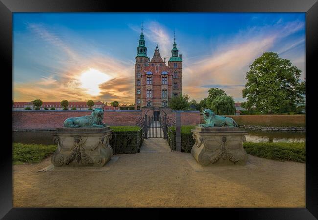 Sunset over Rosenborg castle in Copenhagen Framed Print by Elijah Lovkoff