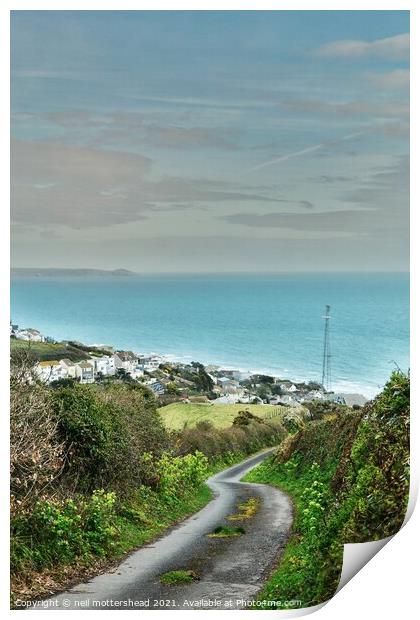 Approaching Downderry, Cornwall. Print by Neil Mottershead
