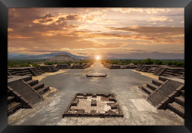 Landmark Teotihuacan pyramids complex located in Mexican Highlands Framed Print by Elijah Lovkoff
