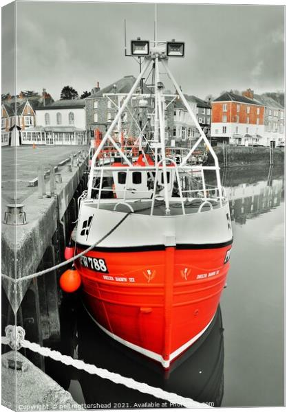 The Red Trawler, Padstow. Canvas Print by Neil Mottershead