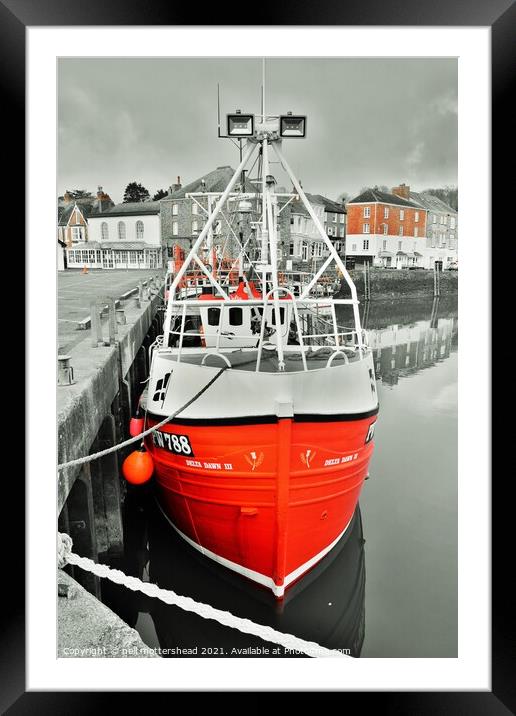 The Red Trawler, Padstow. Framed Mounted Print by Neil Mottershead