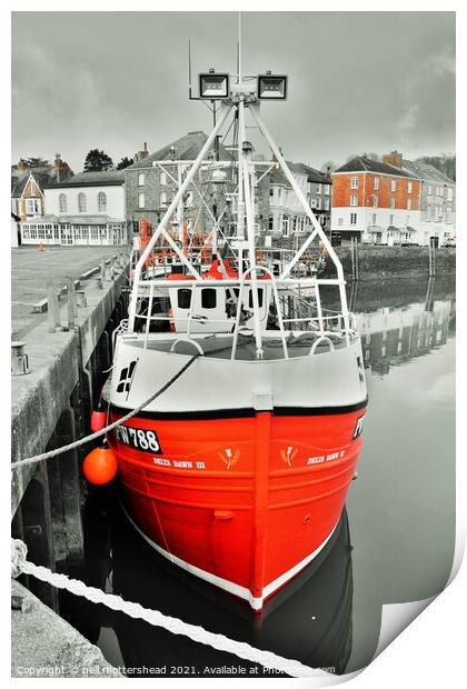 The Red Trawler, Padstow. Print by Neil Mottershead