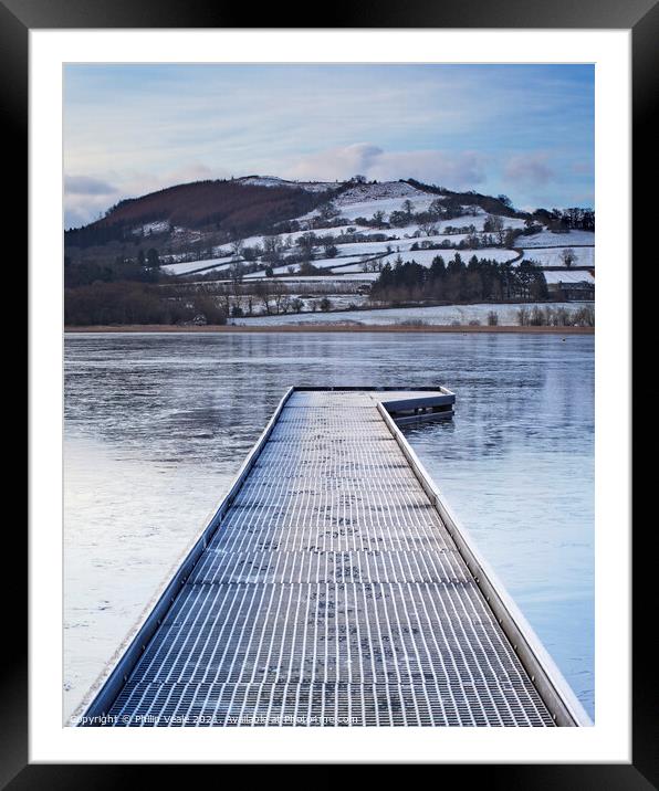 Frost-Bitten Llangorse Lake and Jetty Framed Mounted Print by Philip Veale