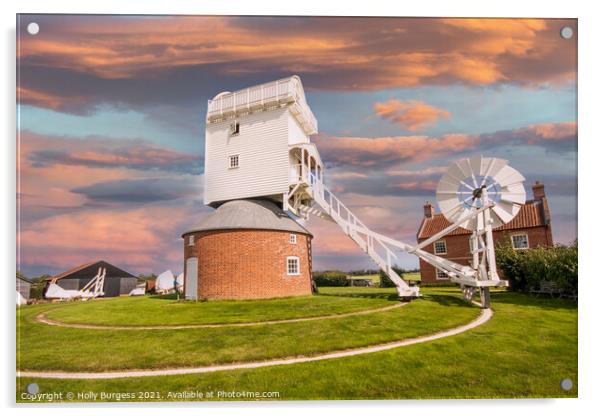 Historical Norfolk Postmill: A Classic Narrative Acrylic by Holly Burgess