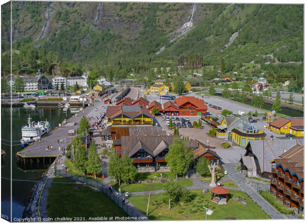 Flaam Port and Railway Station, Norway Canvas Print by colin chalkley