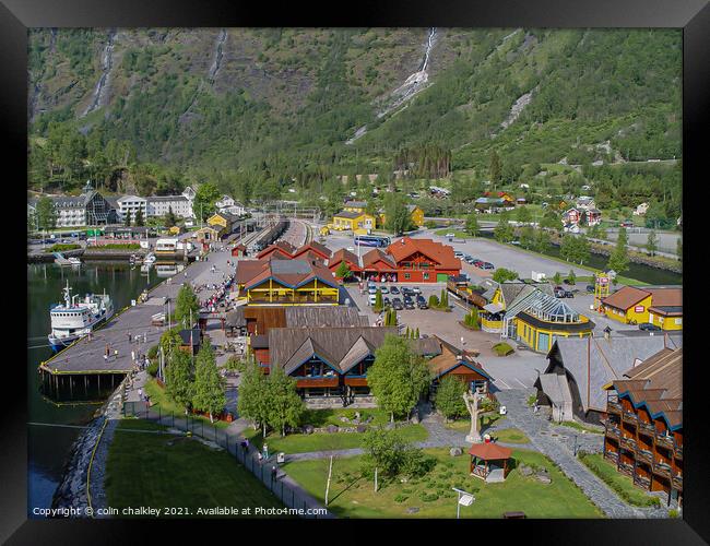 Flaam Port and Railway Station, Norway Framed Print by colin chalkley