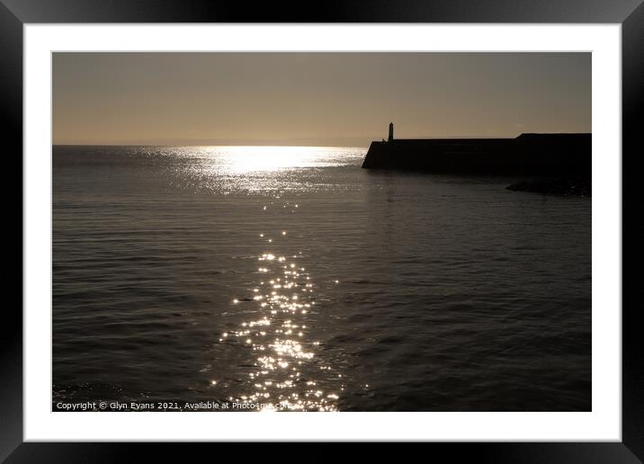Calm sea at Porthcawl Breakwater Framed Mounted Print by Glyn Evans