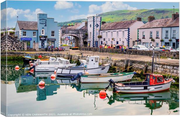 Captivating Carnlough Harbour Canvas Print by KEN CARNWATH