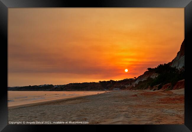 Sunset Time in Praia da Falesia Framed Print by Angelo DeVal
