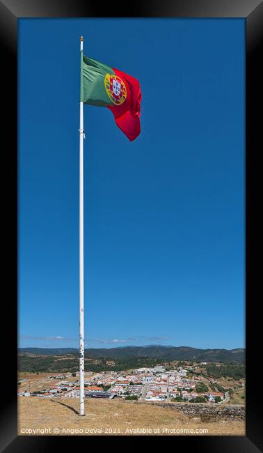Portuguese flag on the castle of Aljezur Framed Print by Angelo DeVal