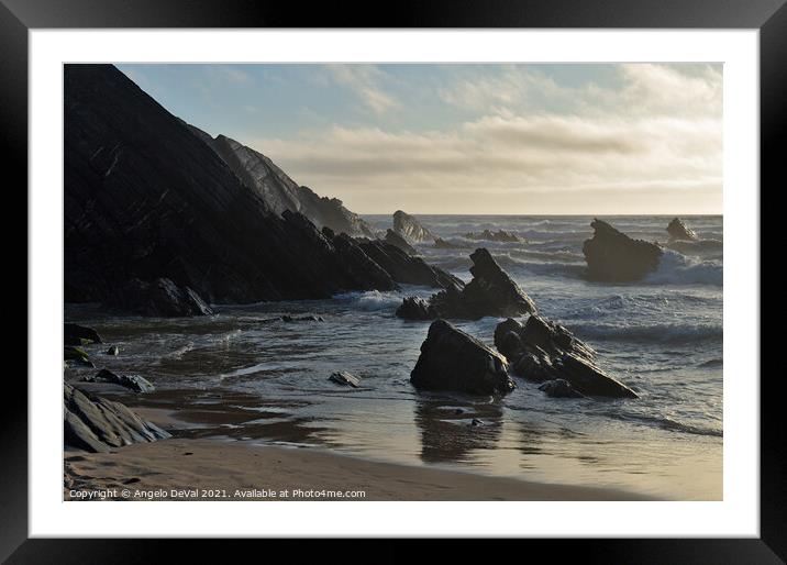 Changing tides in Amalia beach Framed Mounted Print by Angelo DeVal