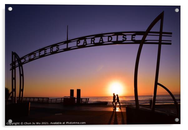 Sunrise in Surfers Paradise, Gold Coast, Queensland, Australia Acrylic by Chun Ju Wu