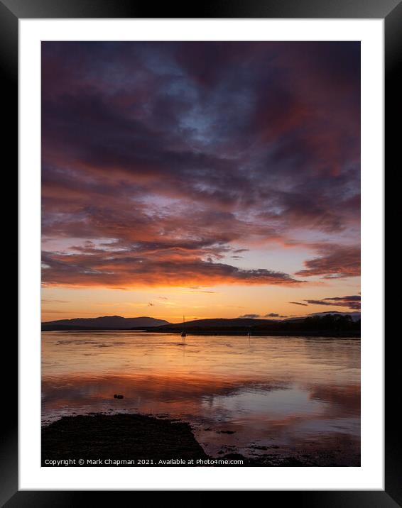 Fiery sunset clouds reflected in the waters of Loch Etive, Scotland, UK Framed Mounted Print by Photimageon UK