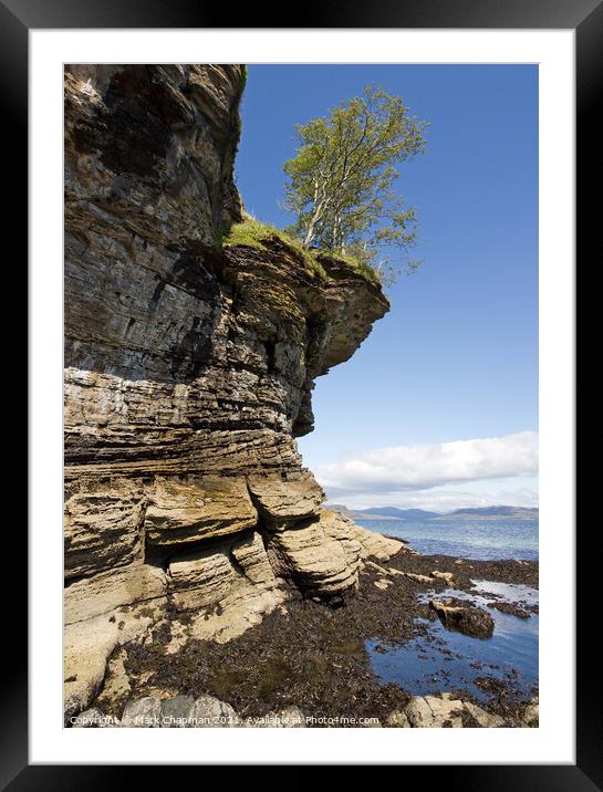 Eroded, overhanging sea cliffs and trees near Elgol, Isle of Skye Framed Mounted Print by Photimageon UK