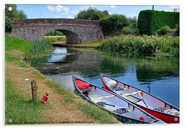 Kayaks On The Grand Western Canal Acrylic by Alexandra Lavizzari