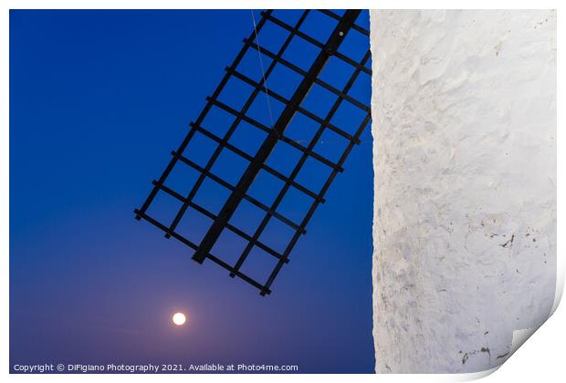 Moon And Mill Print by DiFigiano Photography