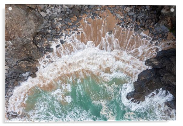 Newquay waves Acrylic by Tim Woolcock
