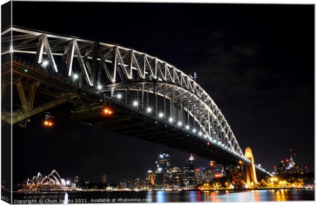 Night view of Sydney Harbour Bridge, NSW, Australia Canvas Print by Chun Ju Wu