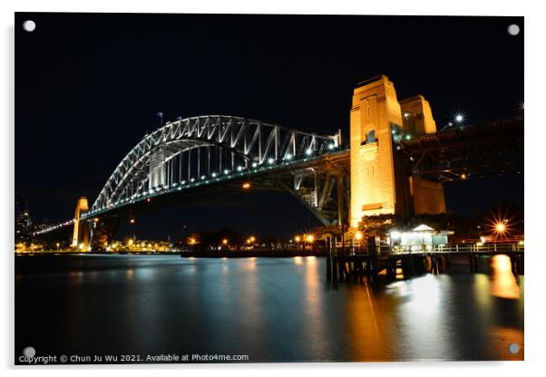 Night view of Sydney Harbour Bridge, NSW, Australia Acrylic by Chun Ju Wu