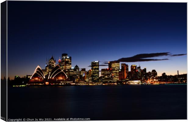 Skyline of Sydney CBD with Opera House at sunset time, NSW, Australia Canvas Print by Chun Ju Wu