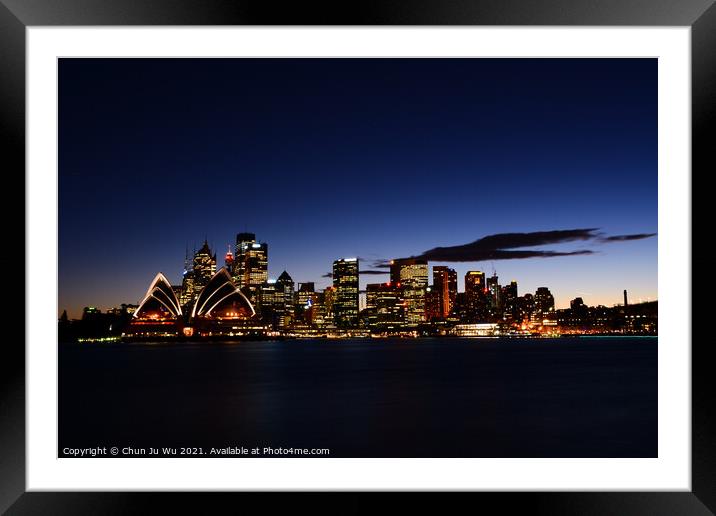 Skyline of Sydney CBD with Opera House at sunset time, NSW, Australia Framed Mounted Print by Chun Ju Wu
