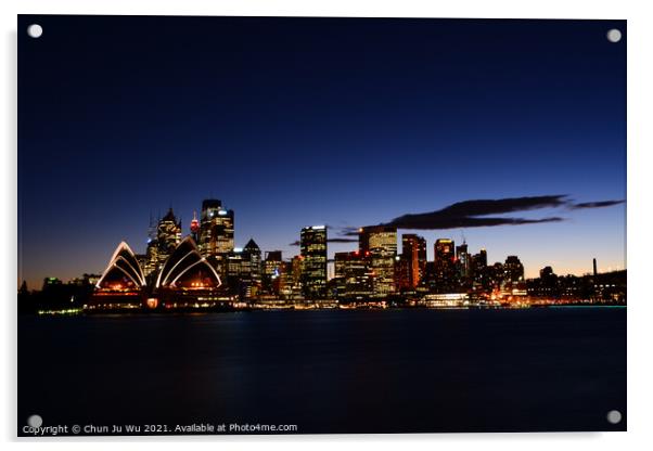 Skyline of Sydney CBD with Opera House at sunset time, NSW, Australia Acrylic by Chun Ju Wu