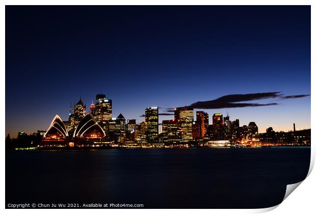 Skyline of Sydney CBD with Opera House at sunset time, NSW, Australia Print by Chun Ju Wu