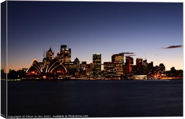 Skyline of Sydney CBD with Opera House at sunset time, NSW, Australia Canvas Print by Chun Ju Wu