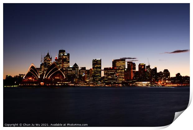 Skyline of Sydney CBD with Opera House at sunset time, NSW, Australia Print by Chun Ju Wu