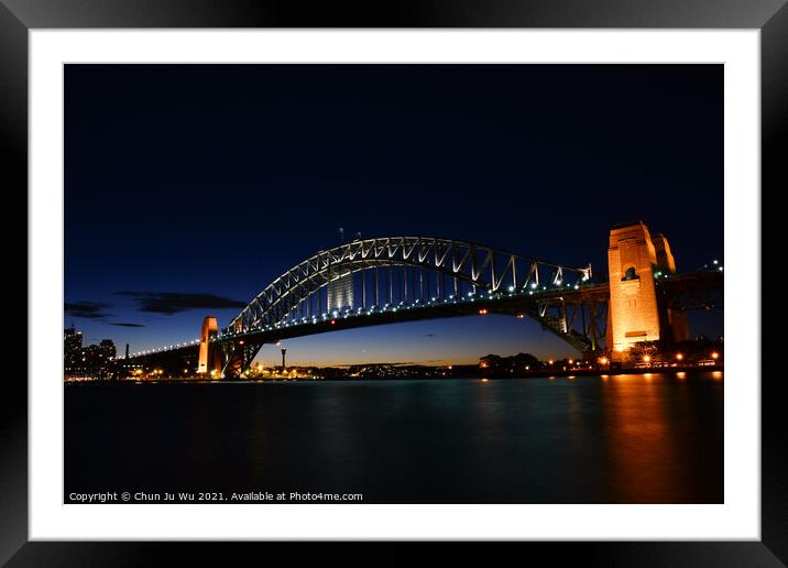 Night view of Sydney Harbour Bridge, NSW, Australia Framed Mounted Print by Chun Ju Wu