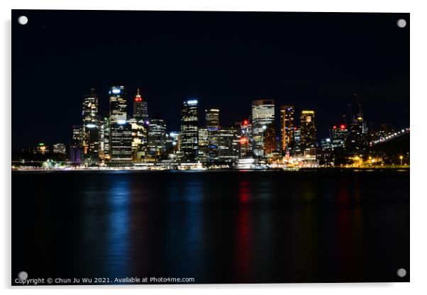 Skyline of Sydney CBD at night, NSW, Australia Acrylic by Chun Ju Wu