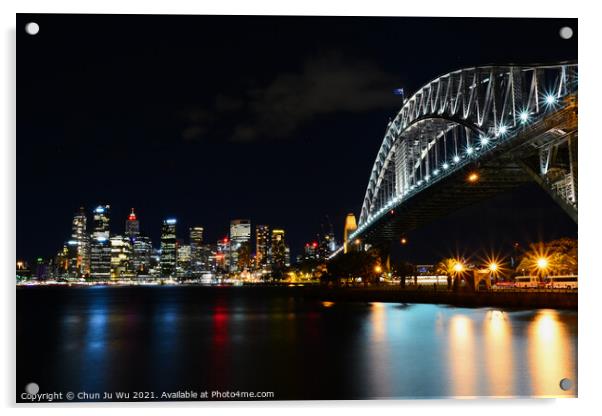 Night view of Sydney Harbour Bridge, NSW, Australia Acrylic by Chun Ju Wu