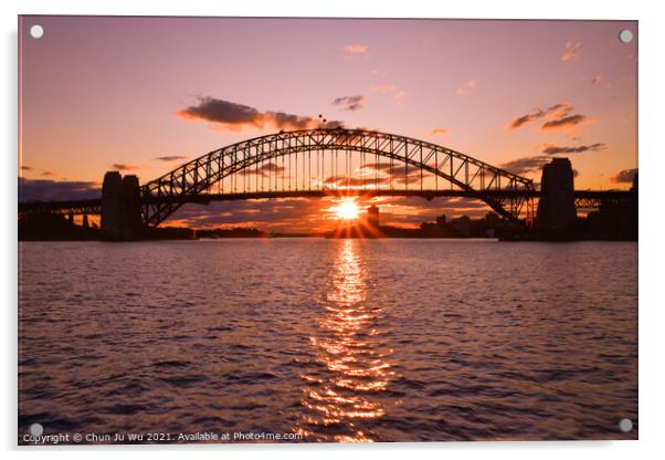 Silhouette of Sydney Harbour Bridge at sunset time Acrylic by Chun Ju Wu