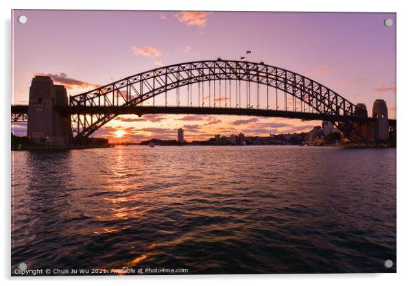 Silhouette of Sydney Harbour Bridge at sunset time Acrylic by Chun Ju Wu