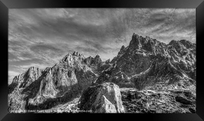 Chamonix French Alps Panorama  Framed Print by David Pyatt