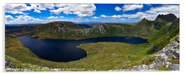 Panorama of Dove Lake in Cradle Mountain-Lake St. Clair National Park, Tasmania, Australia Acrylic by Chun Ju Wu