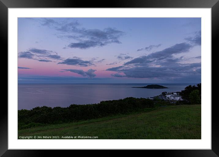 Sundown in Looe Bay. Cornwall Framed Mounted Print by Jim Peters