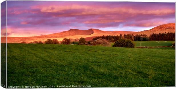 Sunset over Pen y Fan, Brecon Beacons Canvas Print by Gordon Maclaren