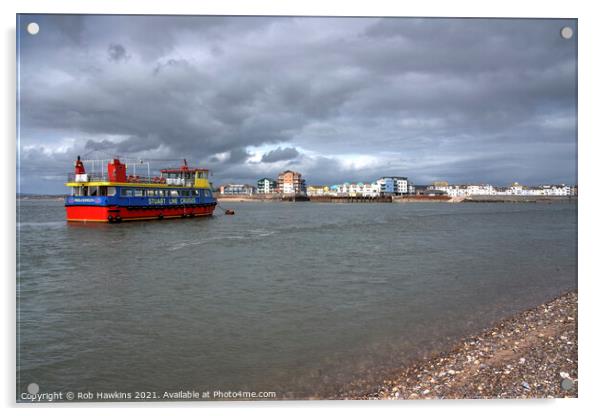 Exmouth Ferry Seascape Acrylic by Rob Hawkins