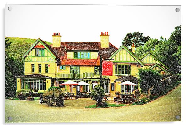The Hunters Inn (coloured drawing effect) Acrylic by graham young